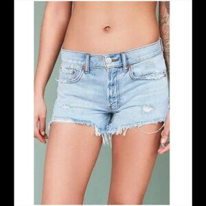 BDG Urban Outfitters Light Wash Distressed Denim Cutoff Shorts Mid Rise Size 24